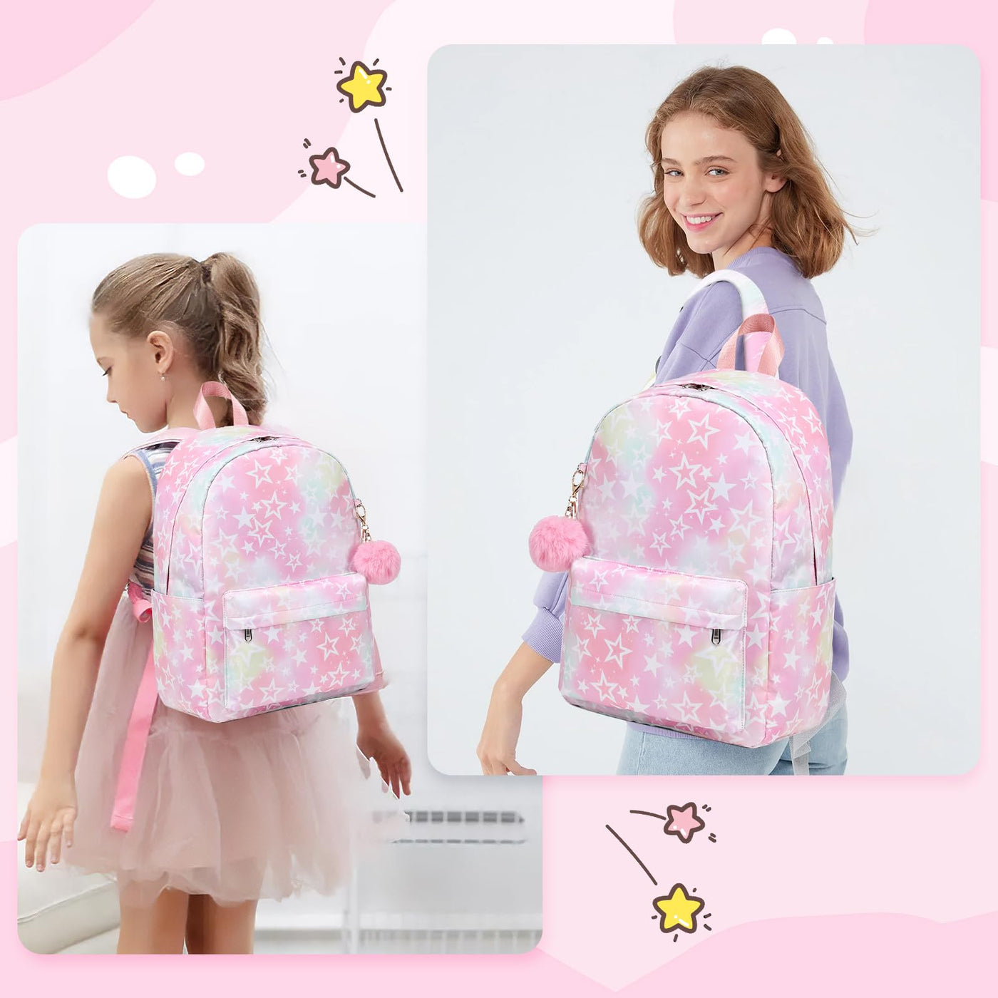 Sac à Dos Scolaire pour Enfants, jolis cartables avec Joli Pendentif