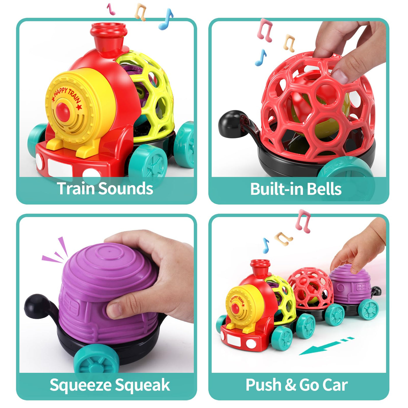 Baby toy train with rattle and music, interactive gift