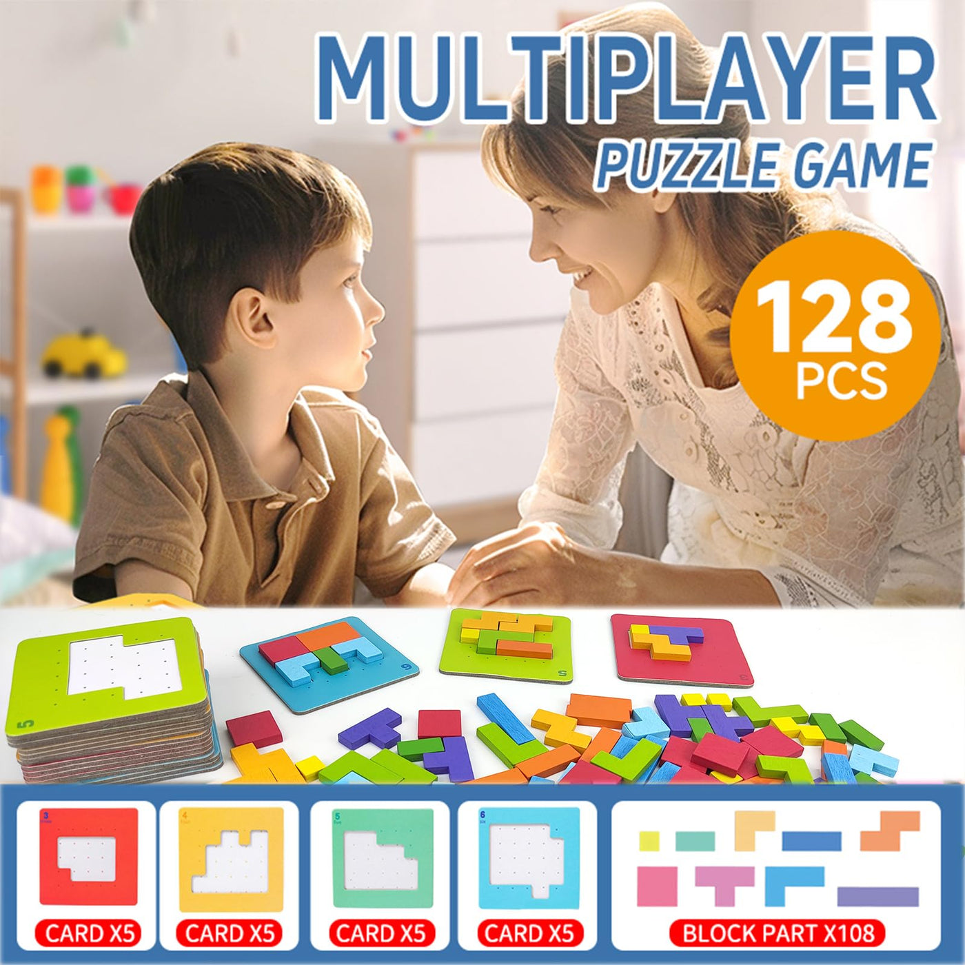Tetris Duel Game,Puzzle en bois Tetris Tangram,Jeux de concentration pour enfants