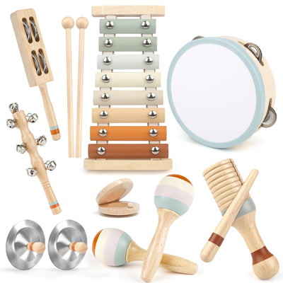 Instruments de musique pour enfants en bas âge, instruments de musique en bois aux couleurs neutres pour les enfants en bas âge