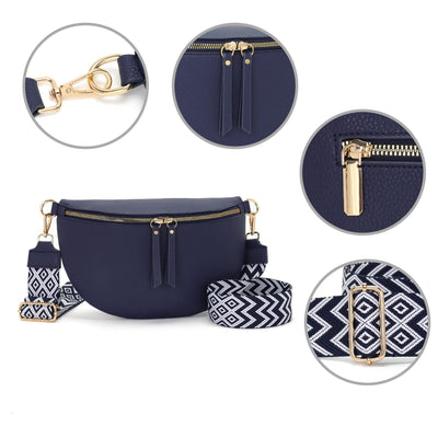 Grand sac banane en cuir végétal sac à bandoulière sac à bandoulière stylisé avec une large sangle