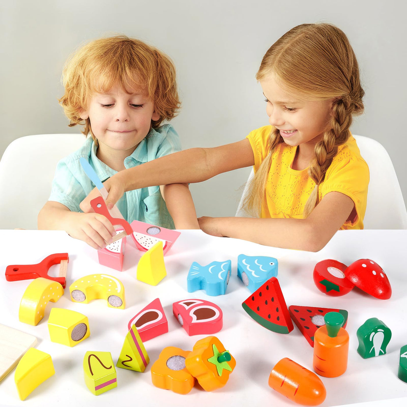 Accessoires de cuisine pour enfants en bois, accessoires de cuisine pour enfants, jouets de cuisine en bois avec connexion Velcro