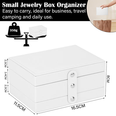 Jewelry box small, 3 levels jewelry storage travel PU leather