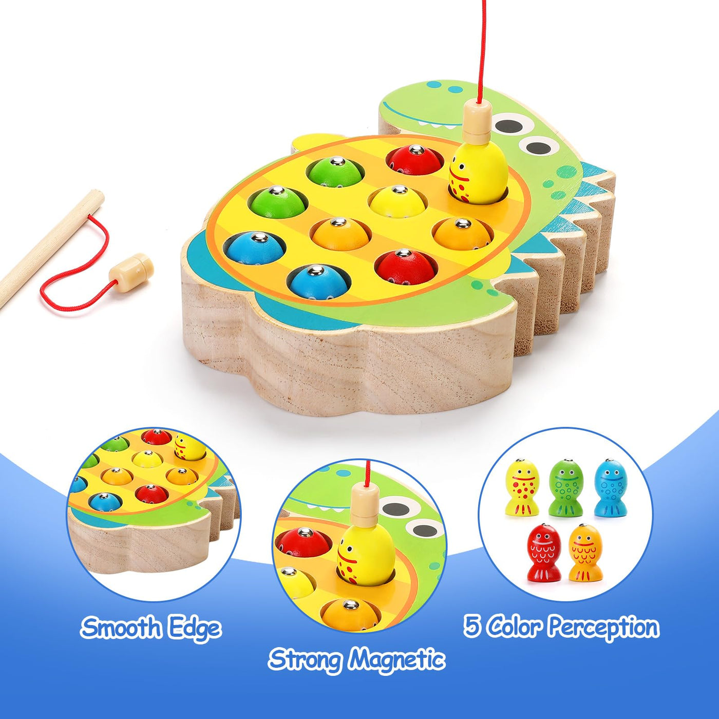 Magnetic fishing game, wooden toy, children's toy, fishing game, motor skills toy, educational toy