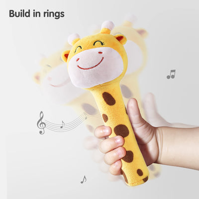 Baby plush rattle toy, giraffe sorting stacking toy, animal soft rattles grasping toys with bell