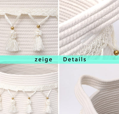 Large basket made of cotton rope, woven storage basket for toys, laundry and blanket organizer