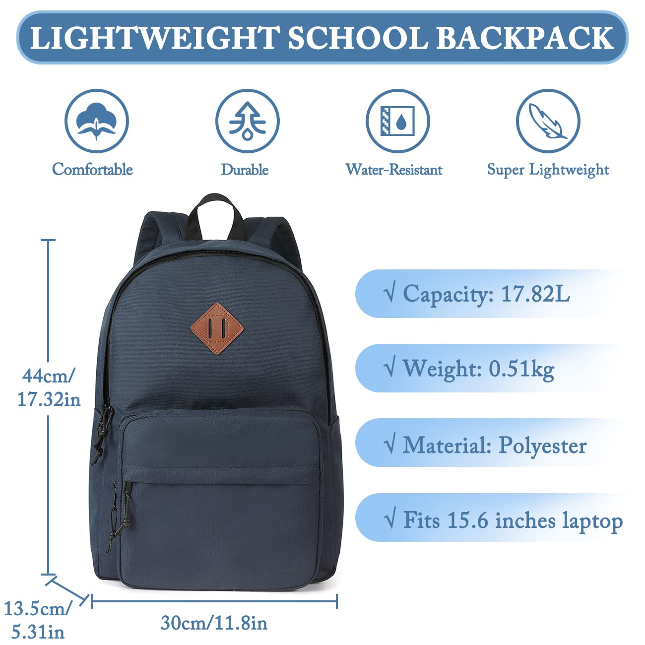 School backpack, Classic Lightweight Backpack Teenager College School Bag Casual Daypack for Travel Work