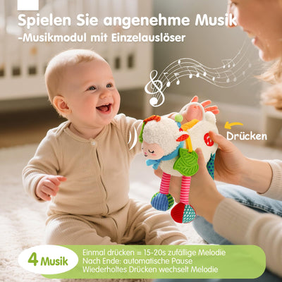 Jouet bébé peluche mouton, jouet de dentition sans BPA pour les jouets bébé