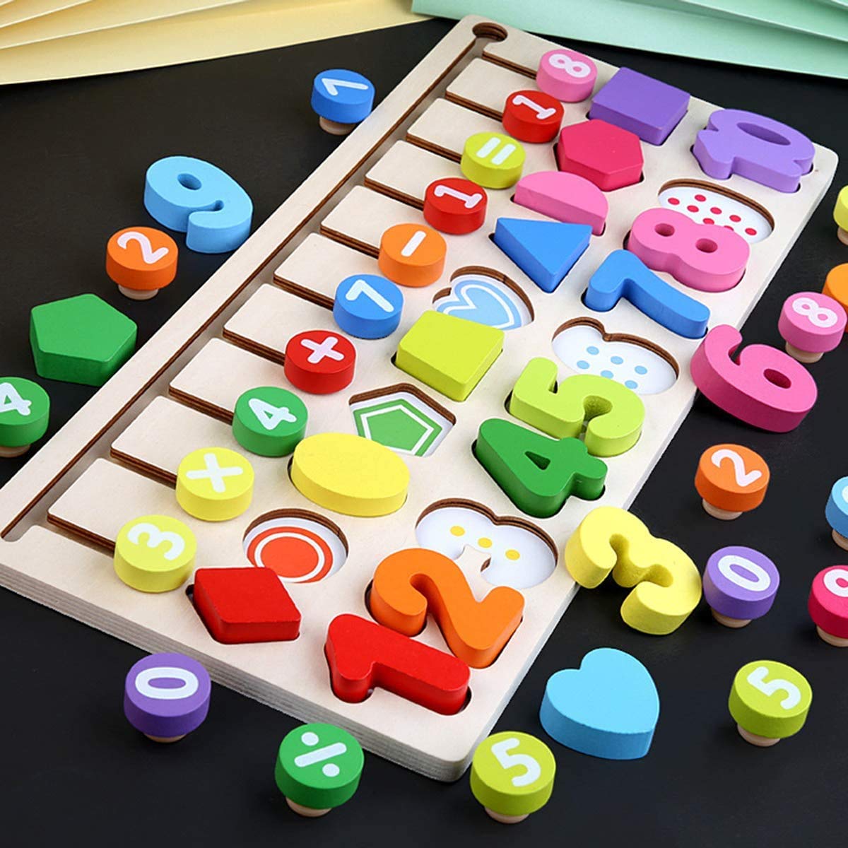 Wooden blocks puzzles kids toys, puzzle game learning wooden educational toy for numbers