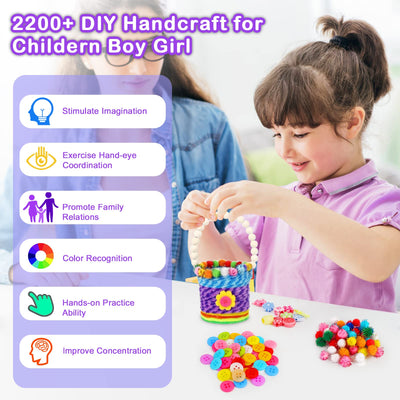 Craft sets for children's craft kit, 2200+ craft set for children, pipe cleaners, pompoms, fork, spoon, wiggly eyes