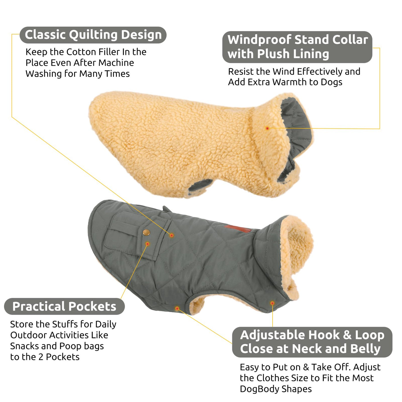 Winter Coat Dog Coat, Warm Winter Jackets with Fleece for Dogs