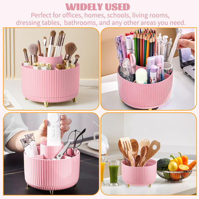 360° Make up Organizer, Brush Holder Cosmetic Storage with 5 compartments