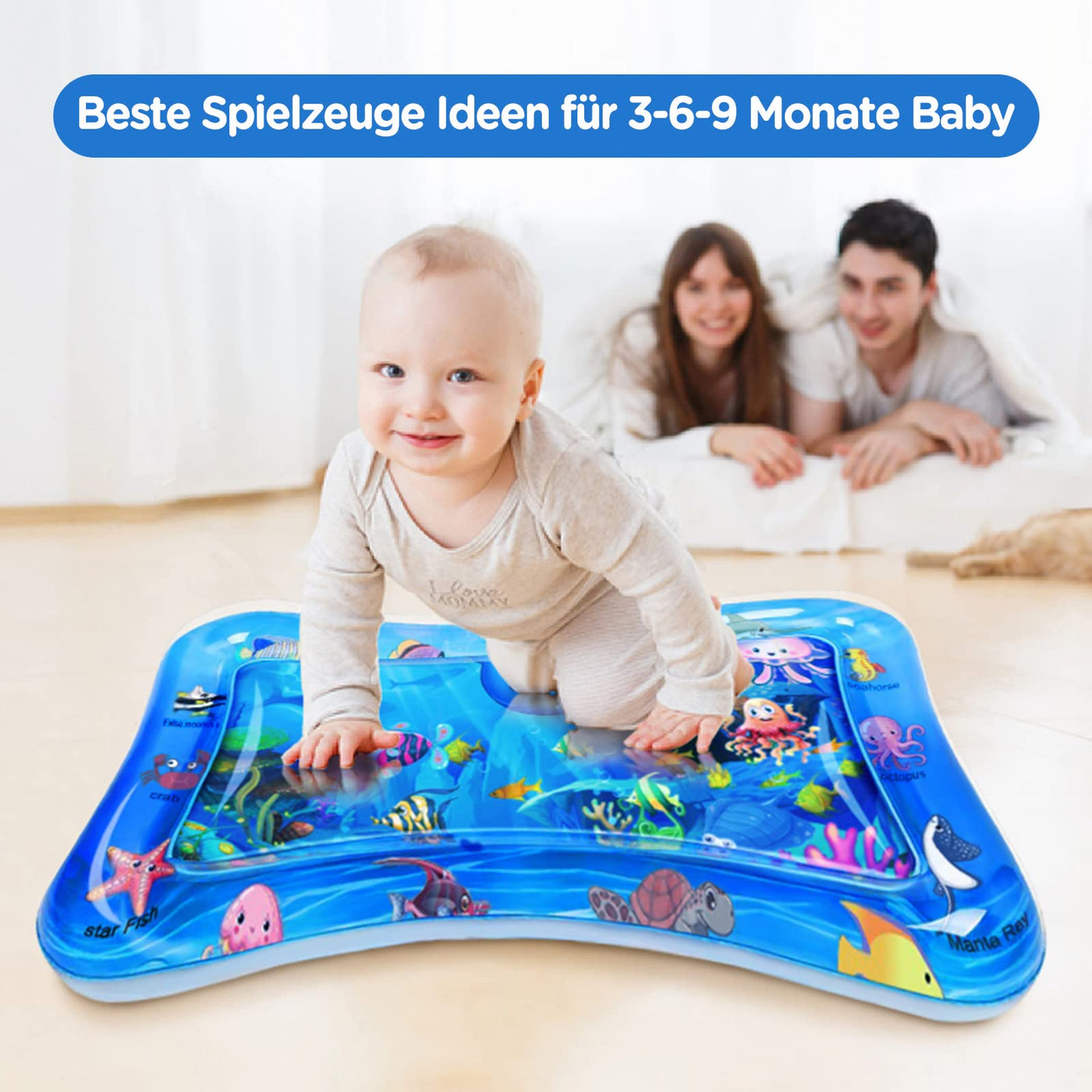 Water mat baby toy, water play mat BPA-free, play mat baby, inflatable tummy time mat, fun activities Stimulating your baby's growth