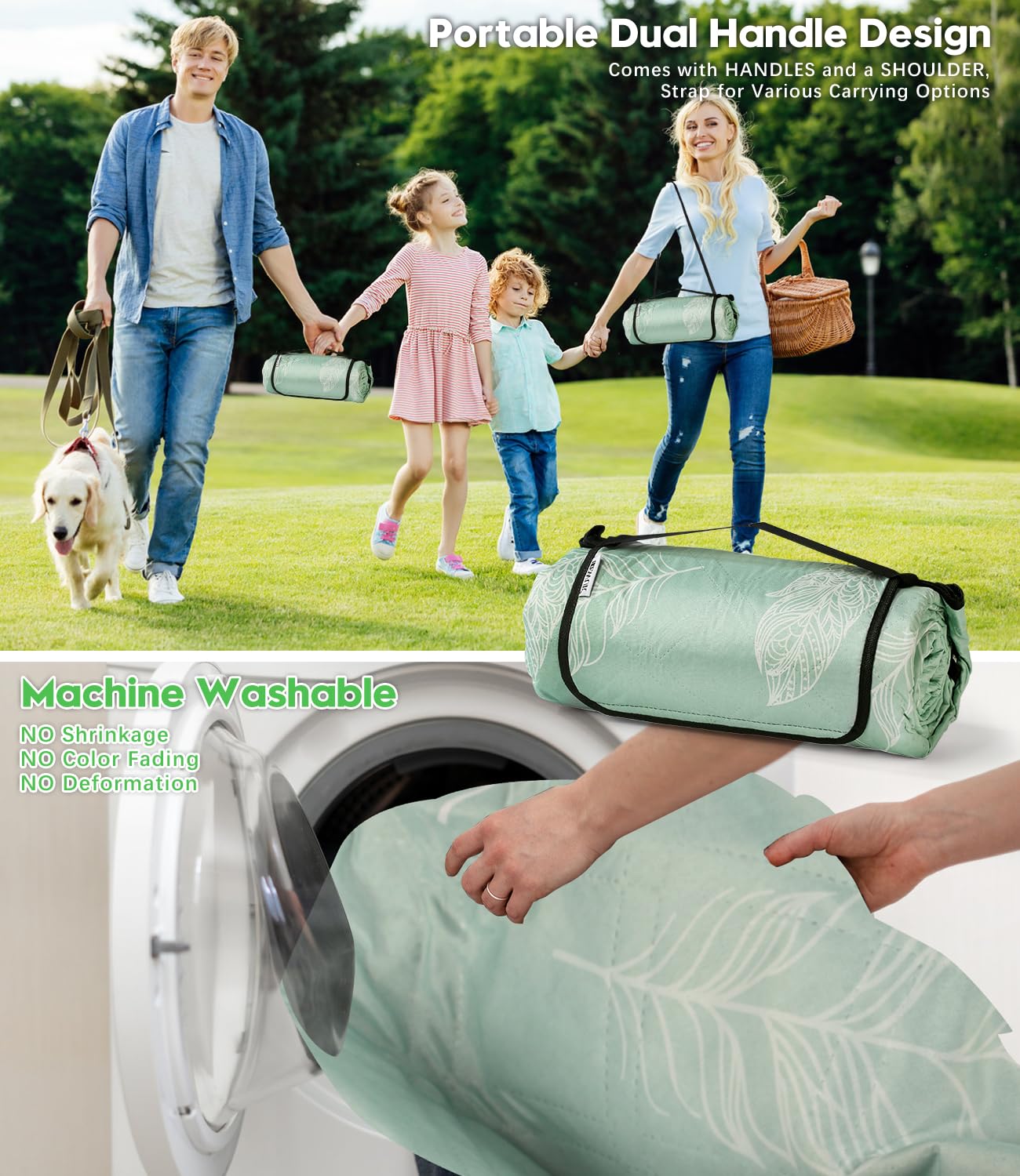 Picnic blanket waterproof washable, beach blanket sand-free