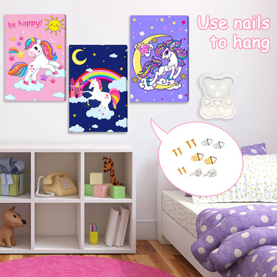 Paint by Numbers Kids Unicorn, Colorful Unicorn World, Girls Paint by Numbers craft set with brushes and acrylic paints