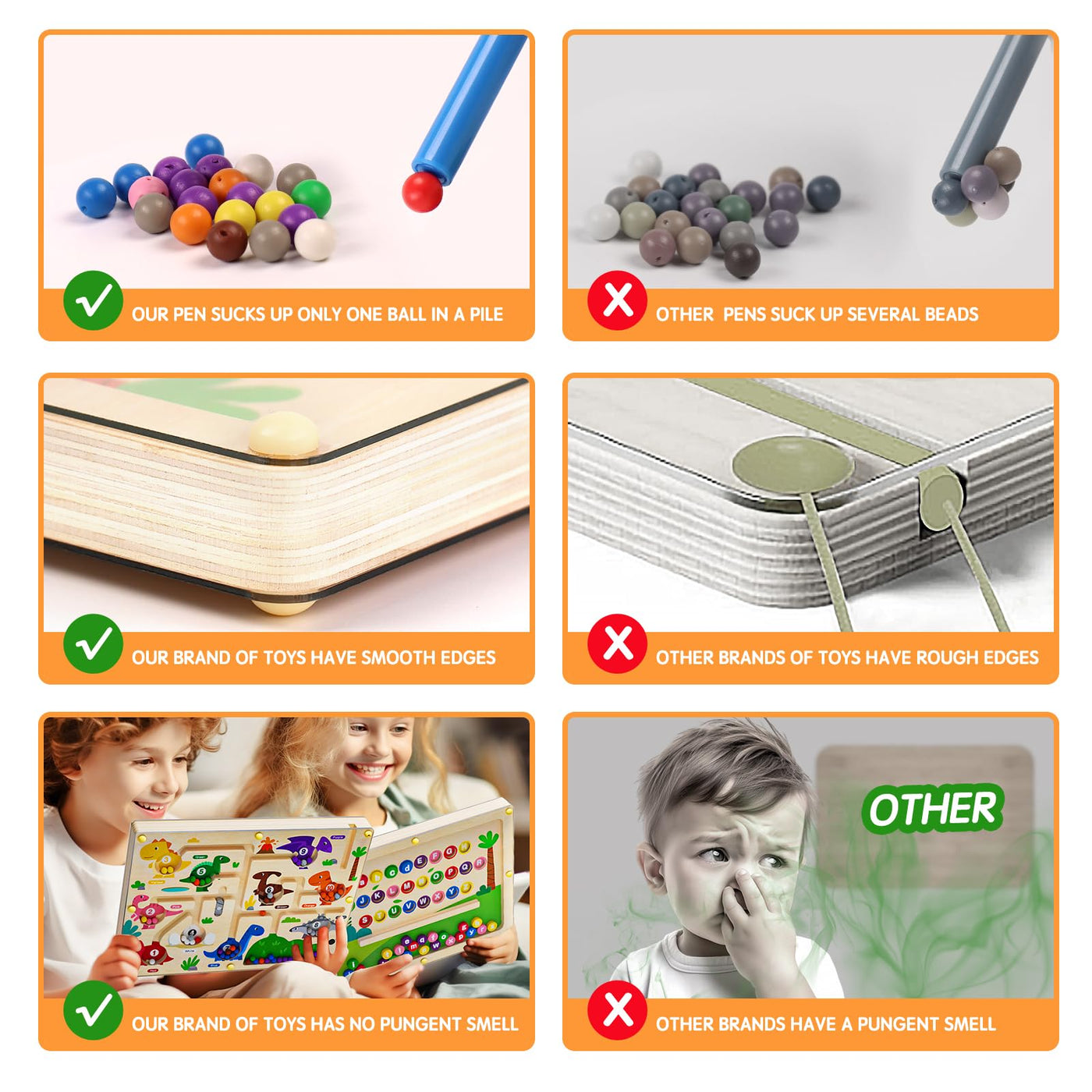 Jeu de labyrinthe magnétique 2 en 1 pour les enfants d'âge préscolaire, tableau en bois double face, aimant de couleurs et de chiffre