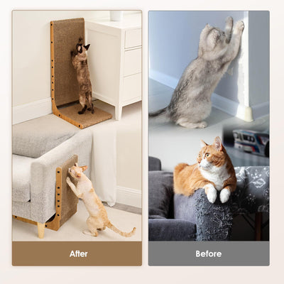 Planche à gratter pour Chat, Planche à Gratter en Forme de L de 68 cm de Haut pour Chats, Meubles à gratter haute Densité Résistants à l'usure avec Jouet pour Chat, Planche à gratter pour Chat pour Mur et Coin, Grand