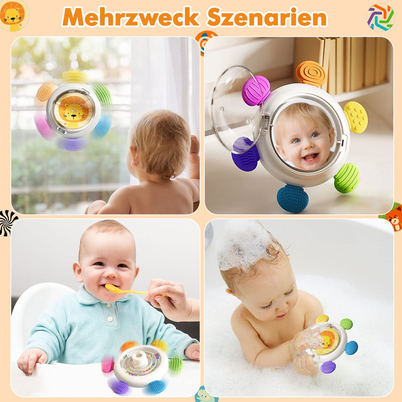 Saugnapf Spielzeug Baby 3 Stück sensorische Spinner Spielzeug für Baby Spinnerei Spielzeug