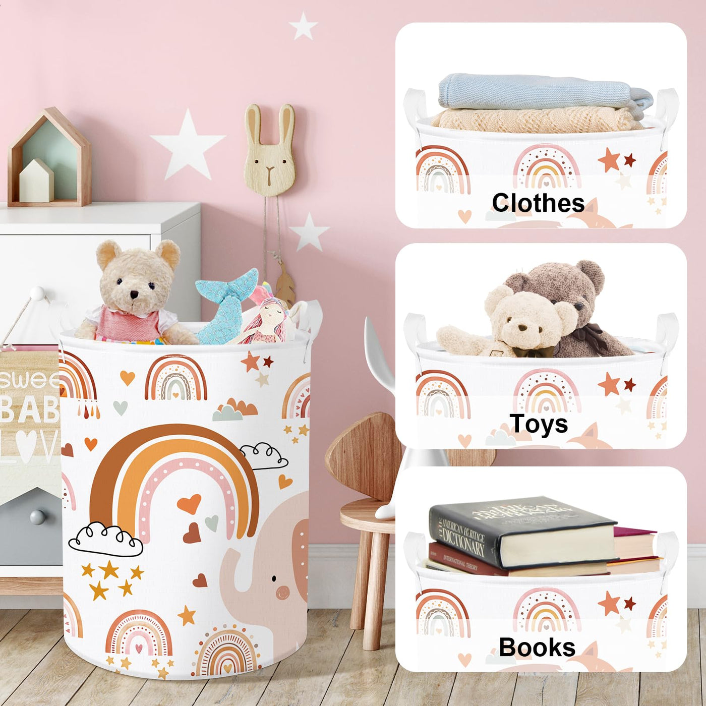 Kinderwäschekorb mit Griff Faltbarer Wäschekorb für Spielzeug