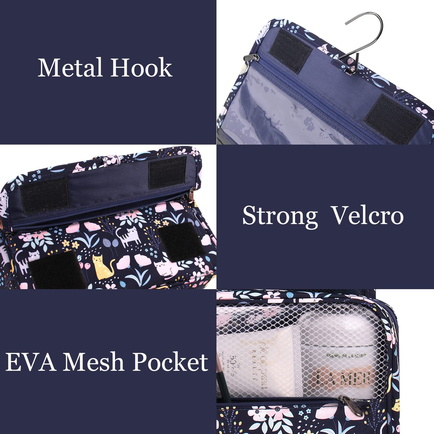 Hanging toiletry bag, travel toiletry bag waterproof wash bag organizer for suitcases & hand luggage