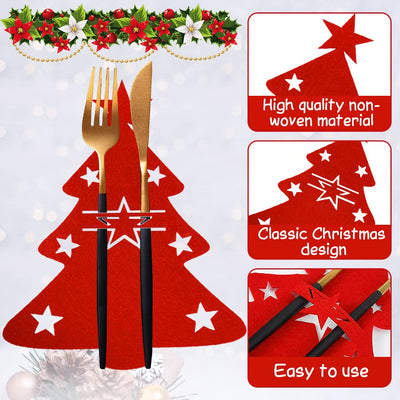 Cutlery holder Christmas felt, 12 pieces cutlery bag star cutlery bag table decoration