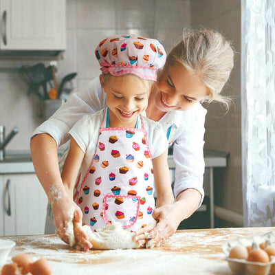 Kochset Kinderset niedliches Backset Küchenspielzeugset Zubehör Schürze mit Kochmütze