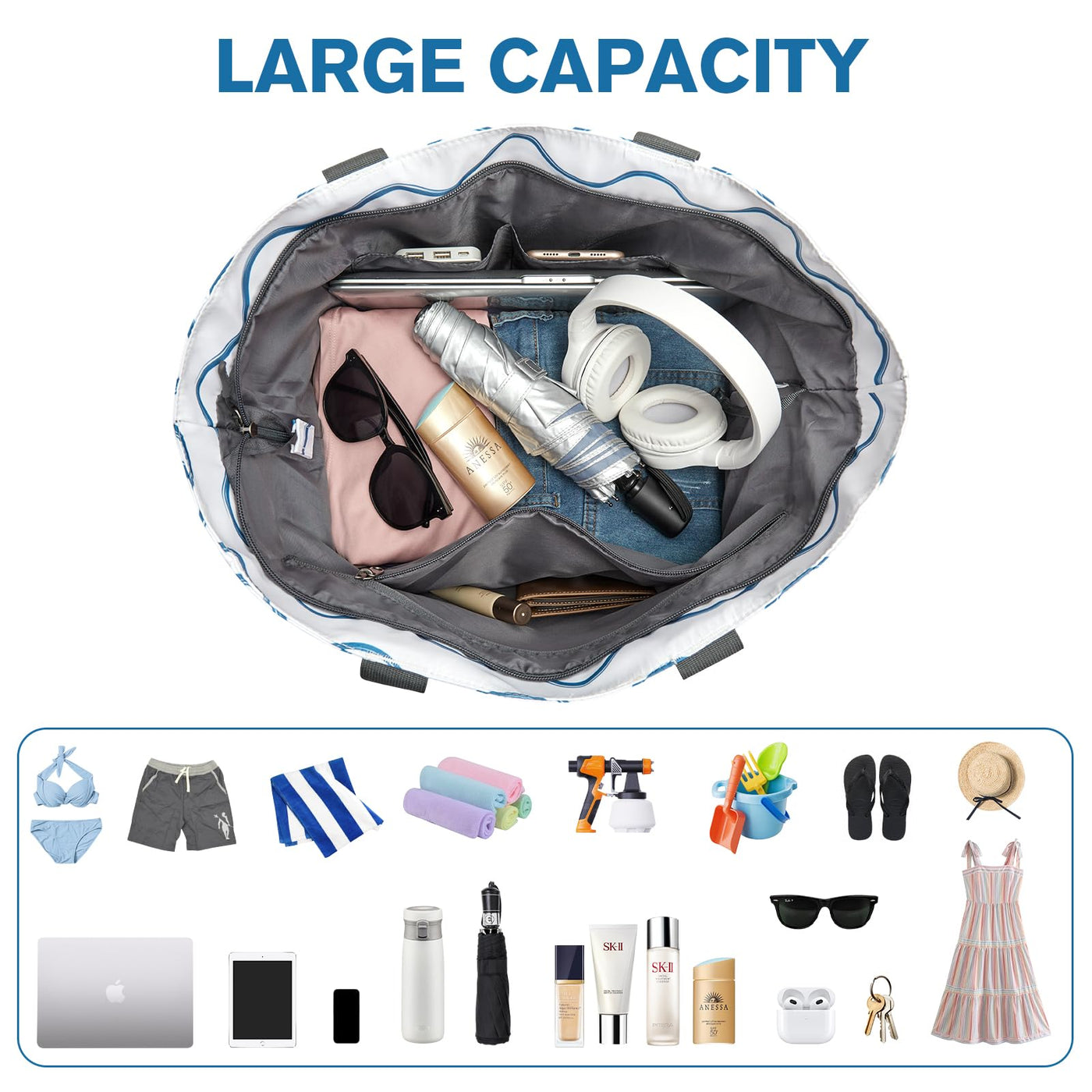 Sac de Plage Familial et Sac de Plage Pliable