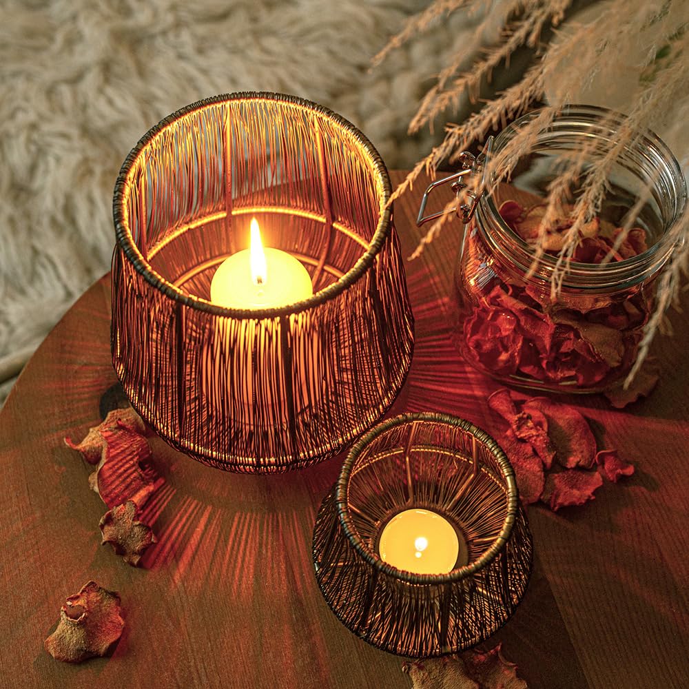 Lantern  l set of 2, lantern boho, trendy tealight holder wire