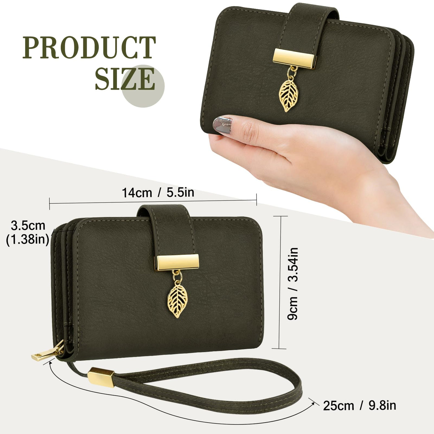 Leather wallet purse wallet many compartments wallet with RFID protection 18 card slots wallets with zipper chain and lanyard