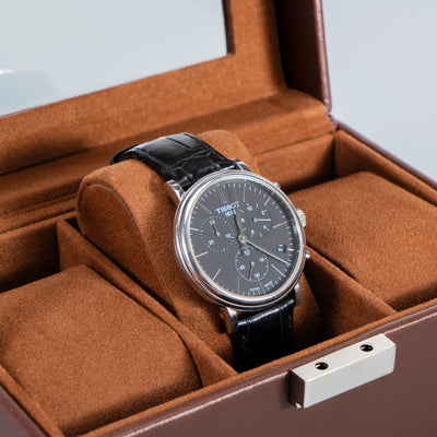 Boîte à montres avec 3 compartiments, boîte à montres avec couvercle en verre, boîte à montres avec coussin pour montres