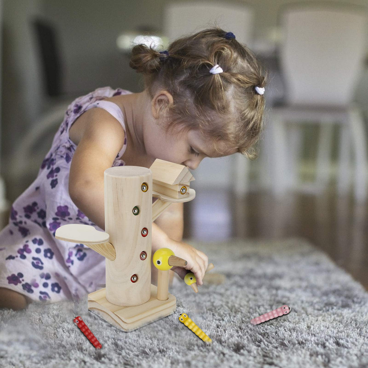 Jouet magnétique pour enfants, jeu d'attrape chenille de pivert