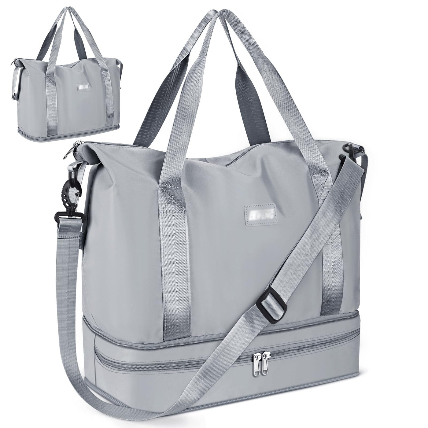 Sports bag Foldable travel bag with shoe compartment and wet compartment, water-repellent