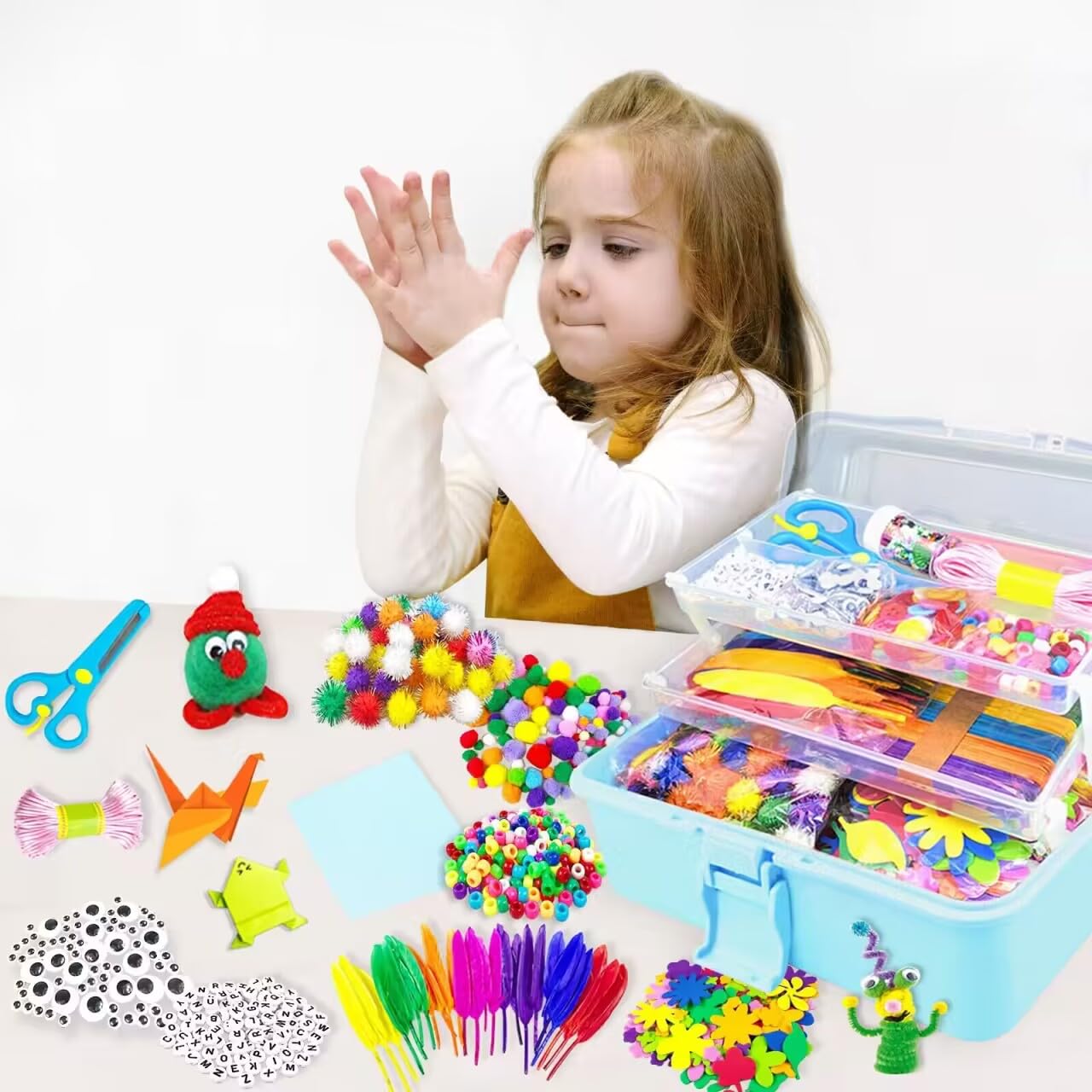 3000 pieces craft kit children DIY arts and crafts craft supplies for crafting pipe cleaners googly eyes beads creative scrapbooking