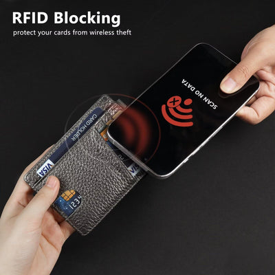 Porte-Cartes de Crédit Bloquant RFID Portefeuille à Cartes Mince En Cuir Véritable Étuis à Cartes De Taille Compacte