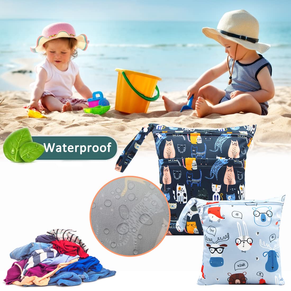 Sac humide, sac à couches 3 Pièces, Sac Organisateur Lavable