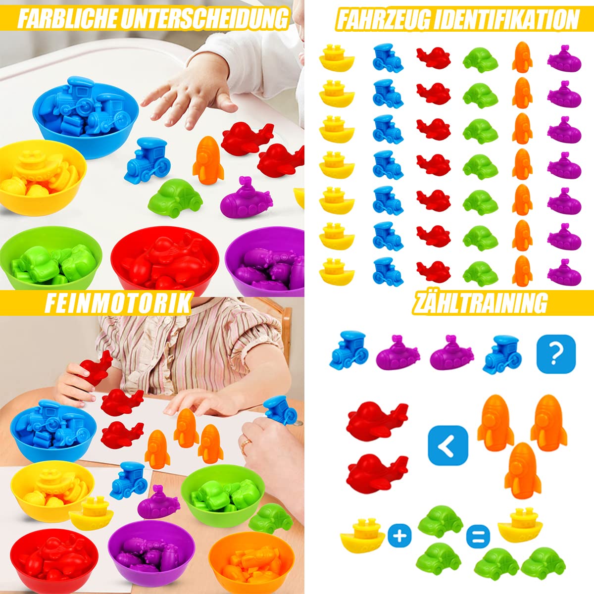 Toys Matching sorting cups and tweezers for children