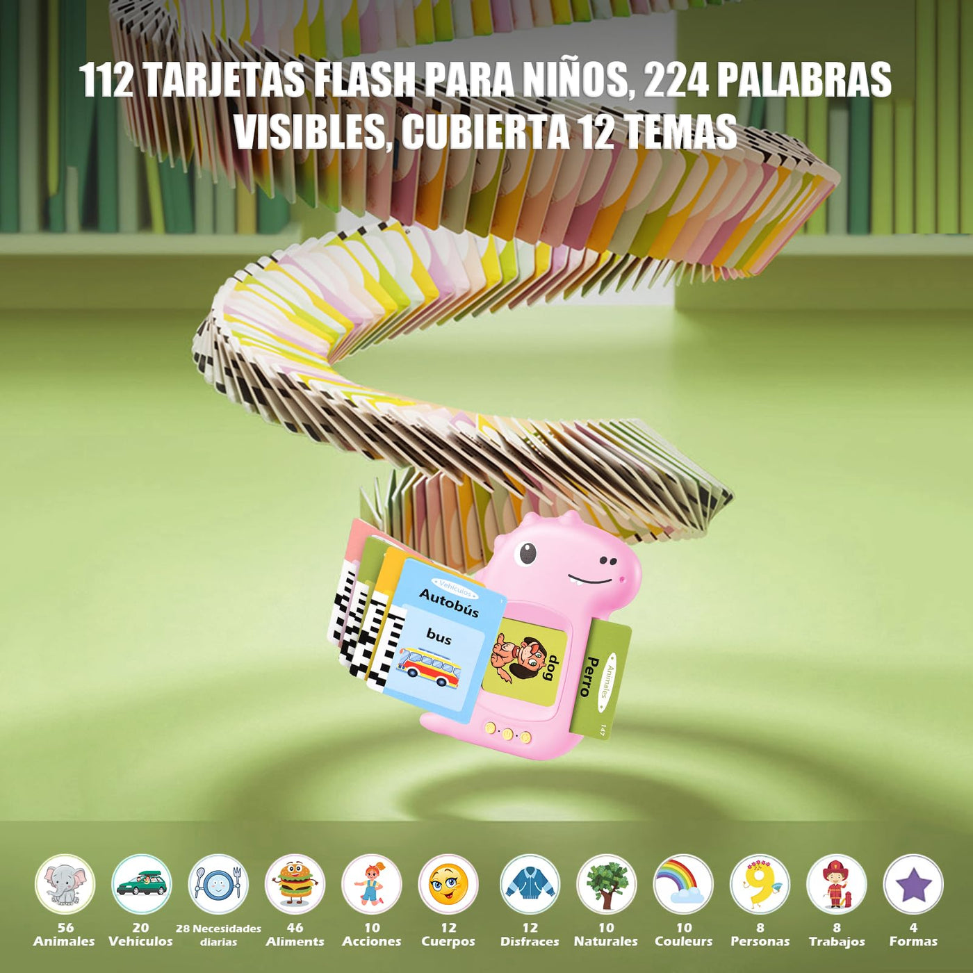 Speaking flashcards Spanish learning for children preschoolers 112 sheets 224 words
