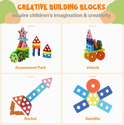 Wooden toys, digital building blocks, shape classification sorting & stacking cubes