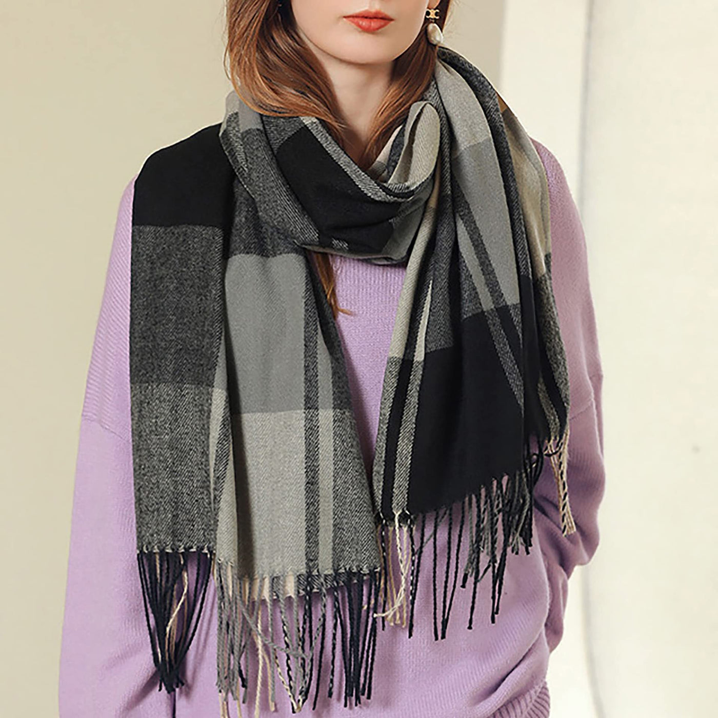 écharpe écharpe tricotée épaisse écharpe foulard à carreaux poncho