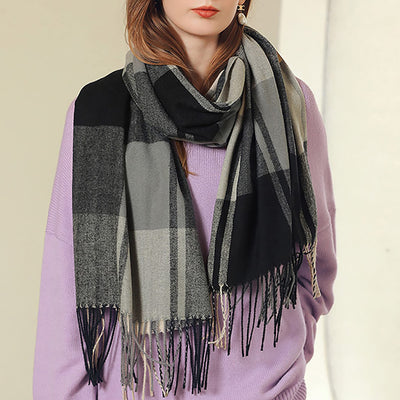 écharpe écharpe tricotée épaisse écharpe foulard à carreaux poncho