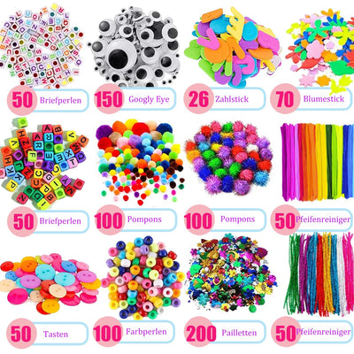 Bastelset für Kinder, 3000+Pcs Bastelset Bastelmaterial Set, große Bastelkiste