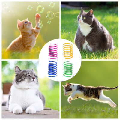 Jouet pour chat 20 pièces, plumes spirales en plastique colorées et créatives