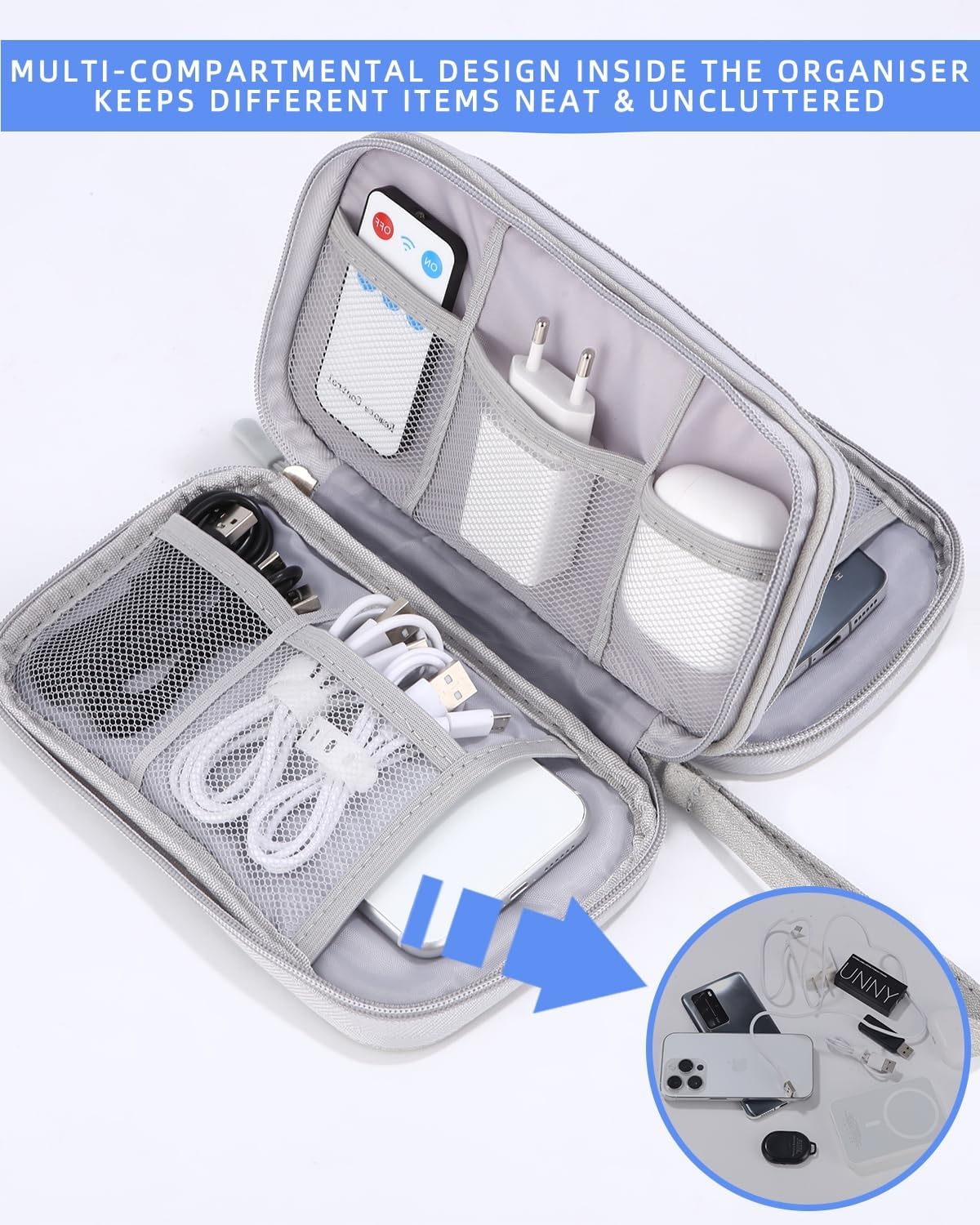 Cable bag, electronic bag organizer, cable bag organizer travel for power adapter