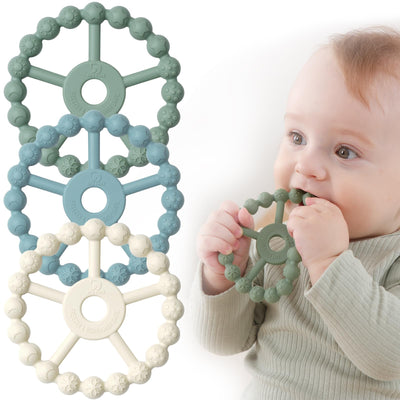 Beißring Baby, 3er-Pack Beißring Baby Spielzeug Kühlung, Silikon Greifring