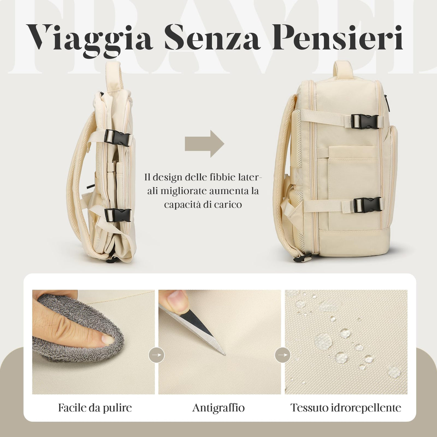 Hand Luggage Backpack Lightweight Laptop Compartment & Anti-theft Device