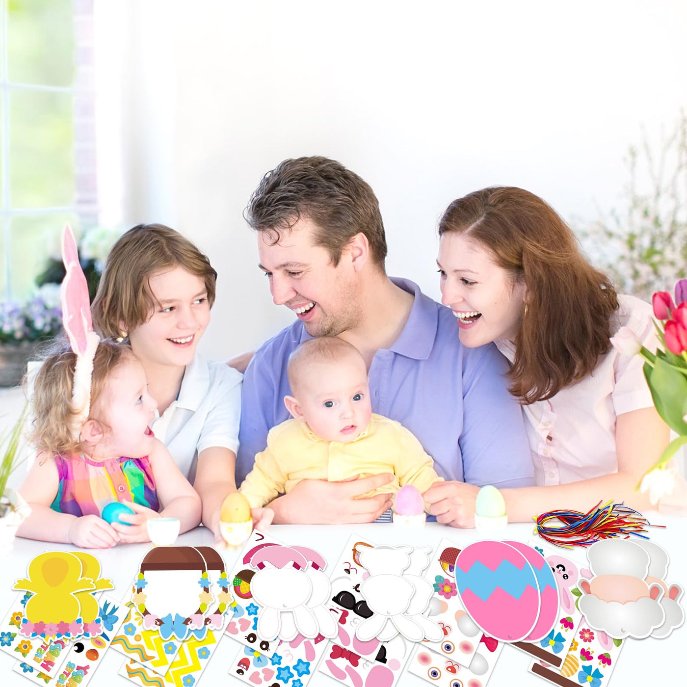 Kit d'artisanat de Pâques pour enfants, kit d'artisanat de Pâques, kit d'artisanat de Pâques pour poussins et lapins, œufs de Pâques autocollants