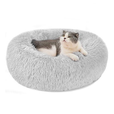 Lit pour chien et chat Peluche ronde et duveteuse - Donut Coussin câlin pour chien Panier pour chien lavable Chiens, chats et autres animaux de compagnie de taille moyenne et grande