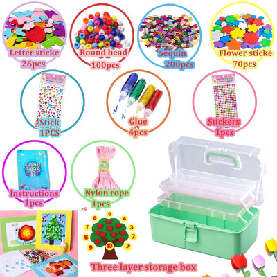 Craft set for children, 3000+Pcs craft set for children craft box craft material set, craft case include pompoms, pipe cleaners for children