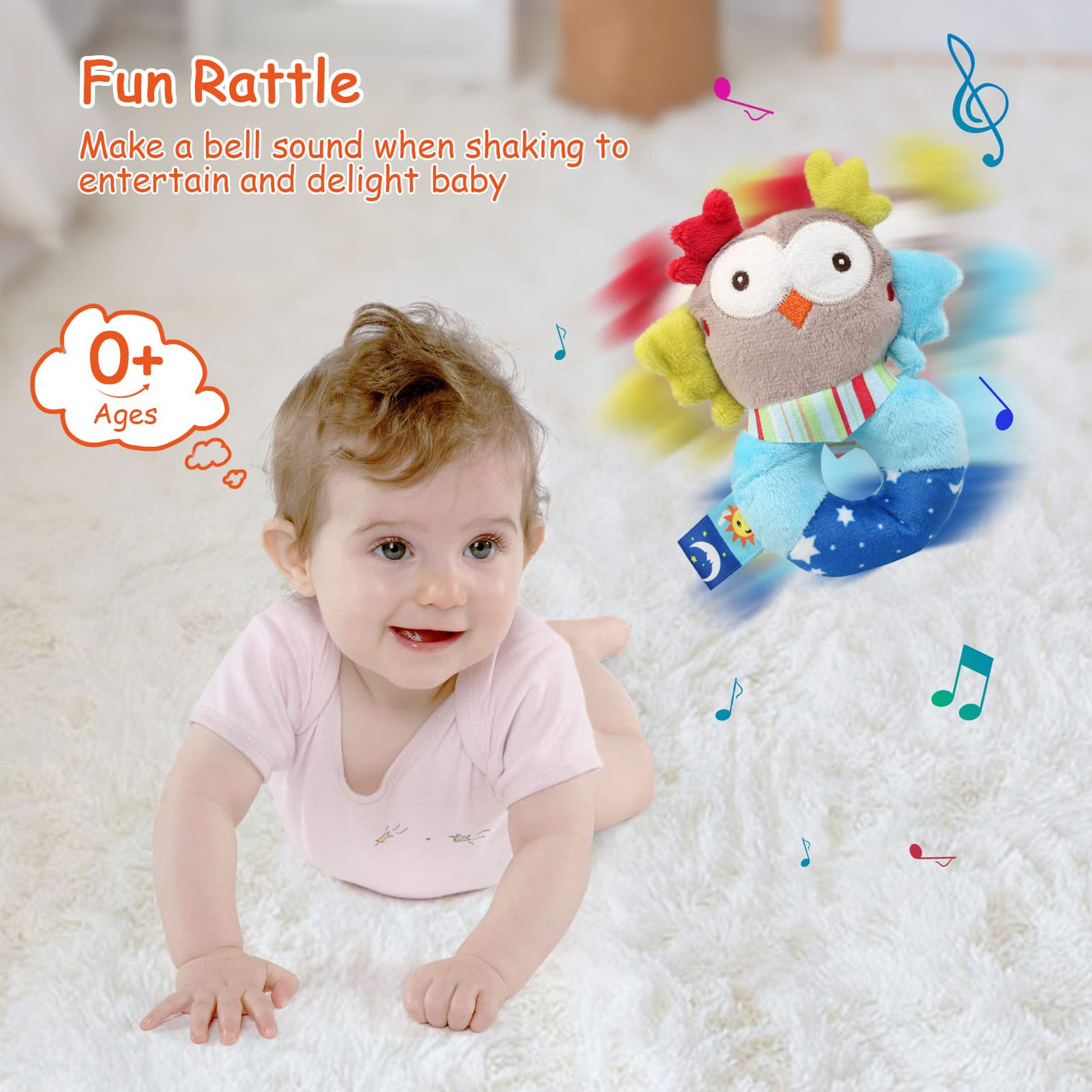 Baby rattle set newborn toy cartoon animal ring rattle soft fabric with bell plush rattle