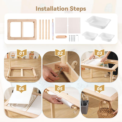 Home Kinderspieltisch, Maltisch für Kinder mit 3 klappbaren Aufbewahrungsboxen, Kindermöbel, Sandspieltisch, Sensory Table, höhenverstellbar & sicher für Kleinkinder ab 1 Jahr